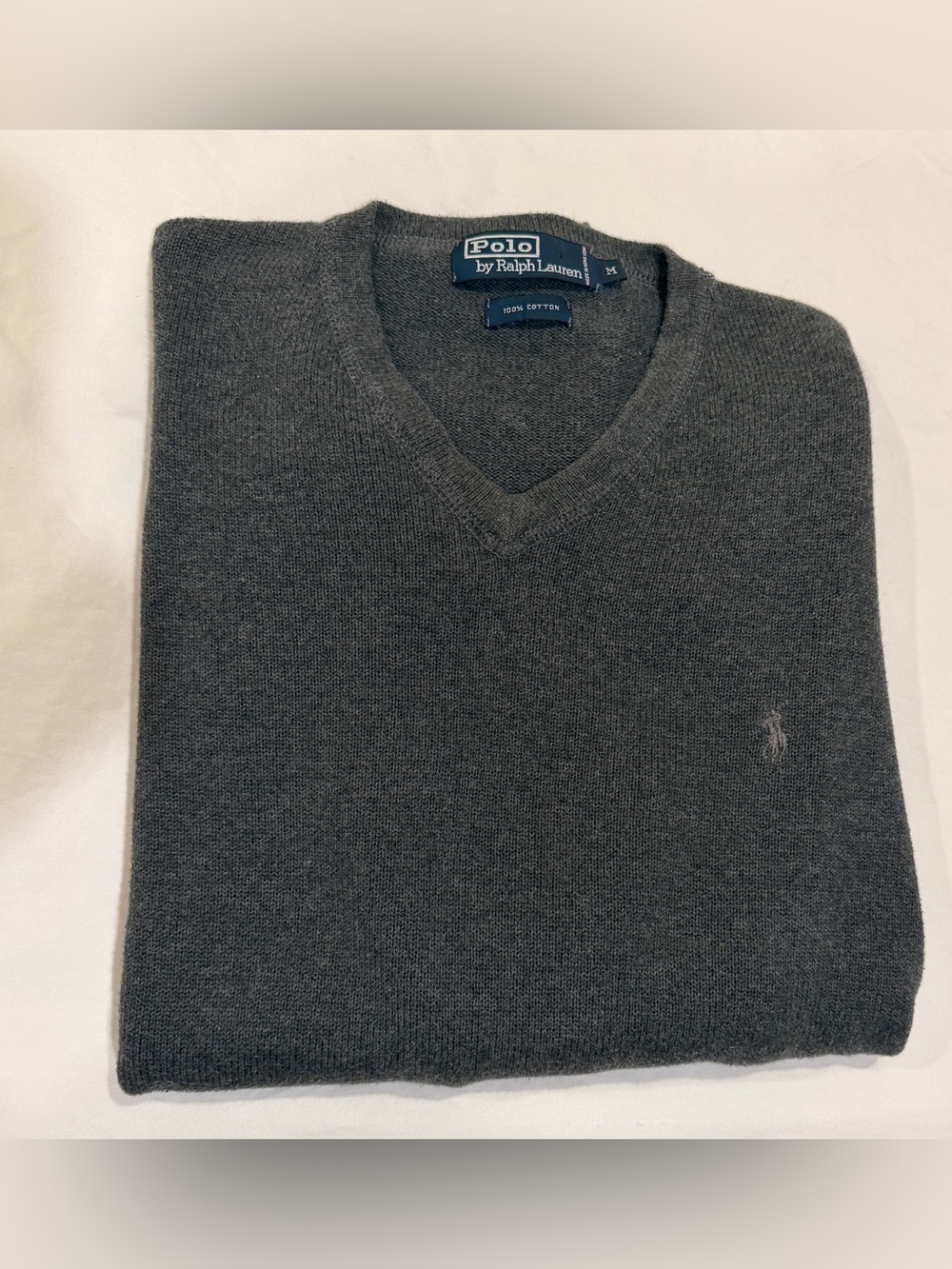 Polo by Ralph Lauren Men's Dark Gray V-Neck Sweater Size M